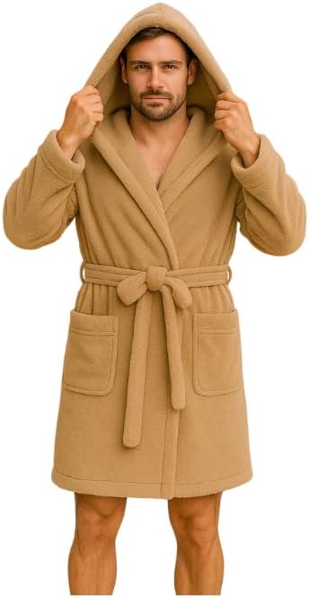 Hooded Fur Robe – Soft and Comfy Long Housecoat for Men