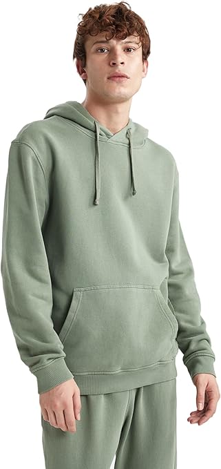 Man Regular Fit Hooded Long Sleeve Khaki Knitted Sweat Shirt