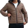 Men's Dark Coffee Puffer Jacket With Detachable Hooded Neck