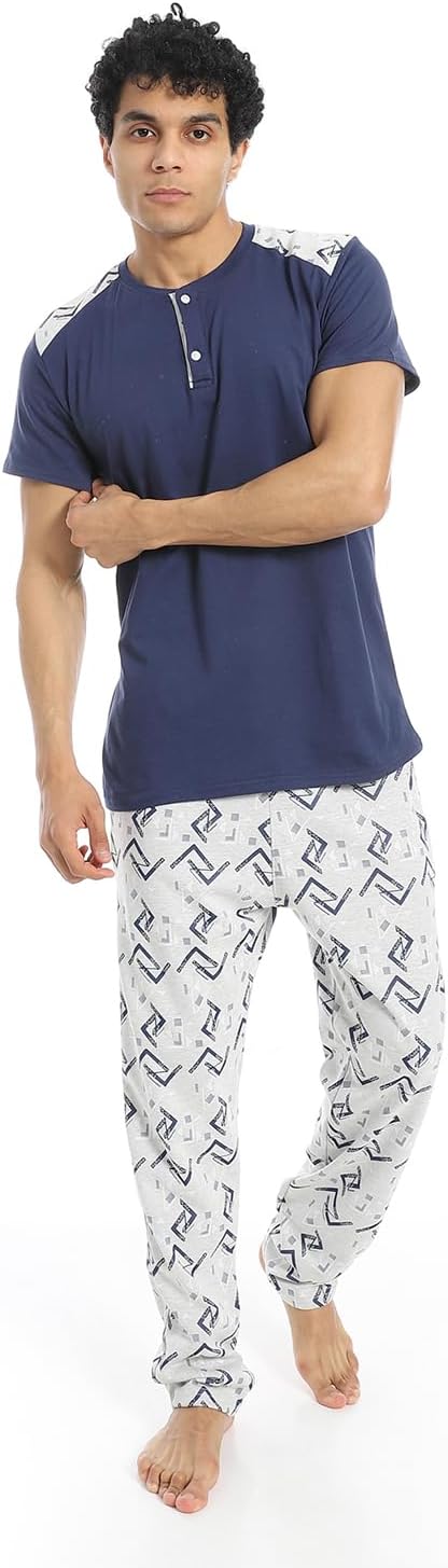 Men's 2-Piece Cotton Half-Sleeve Pajamas