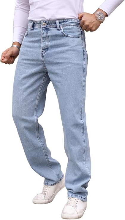 Man's Baggy Fit Jeans Wide Denim Trousers Jeans