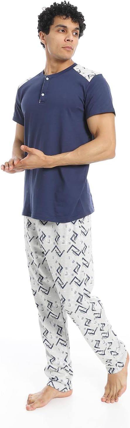 Men's 2-Piece Cotton Half-Sleeve Pajamas