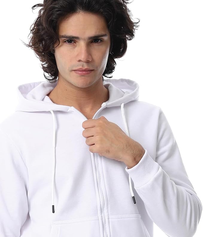 Men's Zipper Closure Hooded Fleeced Sweatshirt