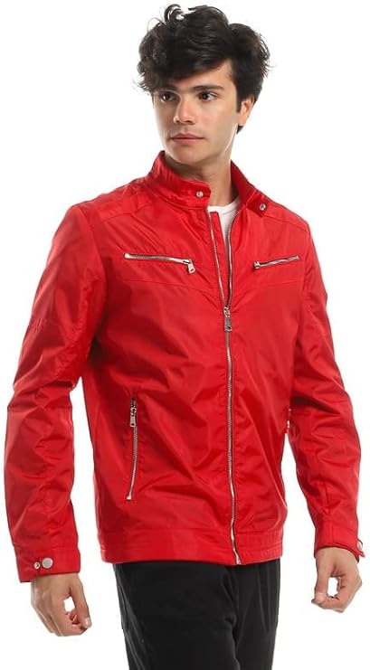 Men's Multiple Zippers Waterproof Band Collar Jacket