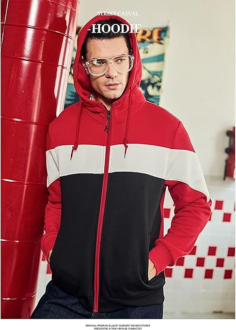 Men's Heathered Color Block Hoodie