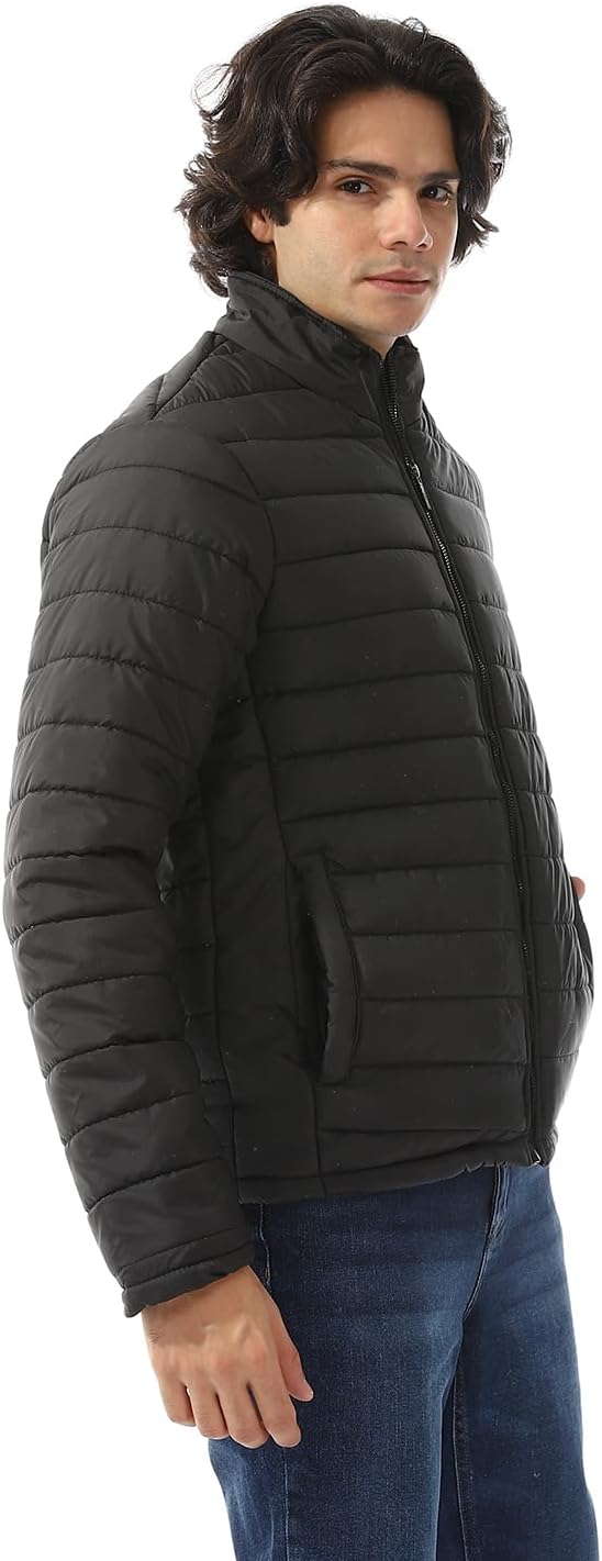 Men's Quilted Polyester Zipper Bomber Jacket