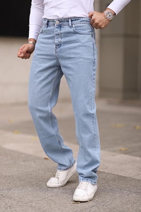 Man's Baggy Fit Jeans Wide Denim Trousers Jeans