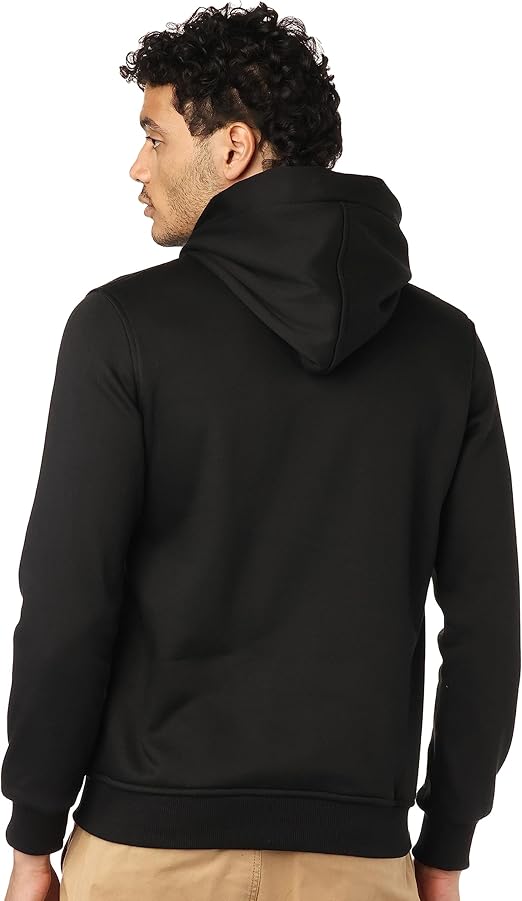 Men's Plain Hoodie With Leather Accessory